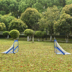 Fußballtore, Pop Up Tor, Tragbares Fußballnetz, 2er Set Minitore, mobil mit Tragetasche, Faltbar, Blau, 123 x 80 x 80 cm