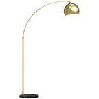 Bogenleuchte, Stehlampe, höhenverstellbar, Fußschalter, Sockel in Marmoroptik, 170-180cm, Gold/Schwarz