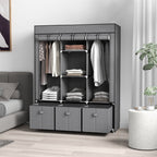 Stoffschrank aus Vlies, Faltschrank, inkl. 3 Schubladen, 125 cm x 43 cm x 162,5 cm, Grau