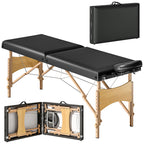H?henverstellbarer Massagetisch, Holzgestell, Klappbares Massagebett, Schaumstoffpolsterung, Schwarz