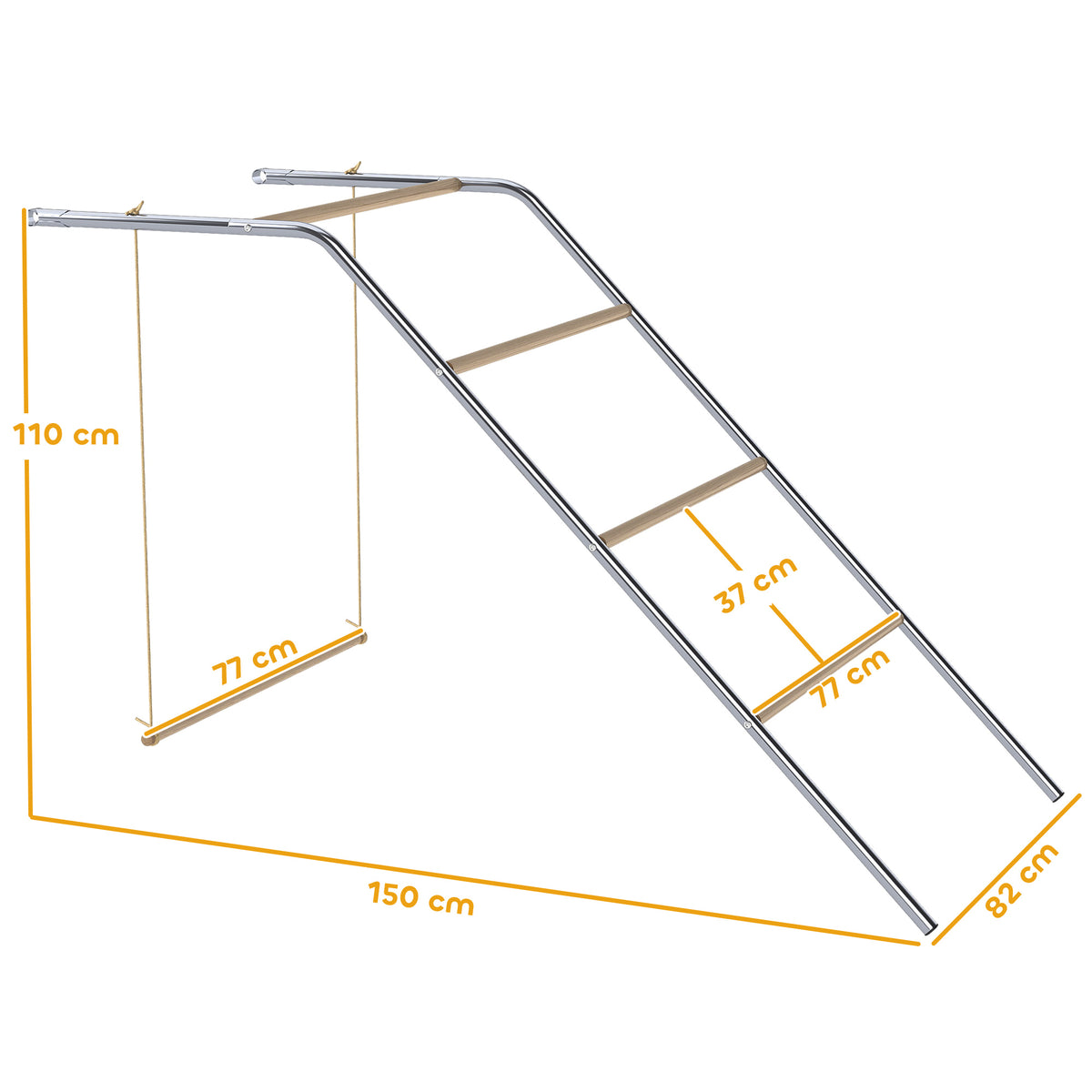 H¨¹hner Spielger¨¹st aus Holz, Spielplatz f¨¹r H¨¹hnern mit H¨¹hnerstangen, verstellbar Schaukel, 82 x 150 x 110 cm Silber