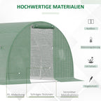  Foliengewächshaus begehbares Polytunnel 4,5 x 3 m Gewächshaus mit 6 Fenster Treibhaus Frostschutz Stahlrohr Dunkelgrün