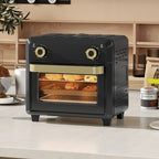 Minibackofen mit Umluft, Heißluftfritteuse, Timer, Innenbeleuchtung, 10L, Schwarz