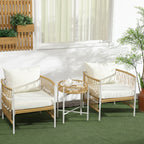 3-teiliges Bistro-Set Gartenmöbel-Set Gartensitzgruppe, PE-Rattan, 72 cm x 66 cm x 64 cm, Gelb+Creme