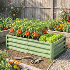 Raised Beds for Garden, Galvanised Outdoor Planters, for Herbs and Vegetables, Use for Patio, Garden, Balcony
