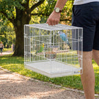 Bird Cage Foldable Portable Budgie Cage with Wooden Perch 2 Bowls for Travel 49 x 31 x 40 cm White