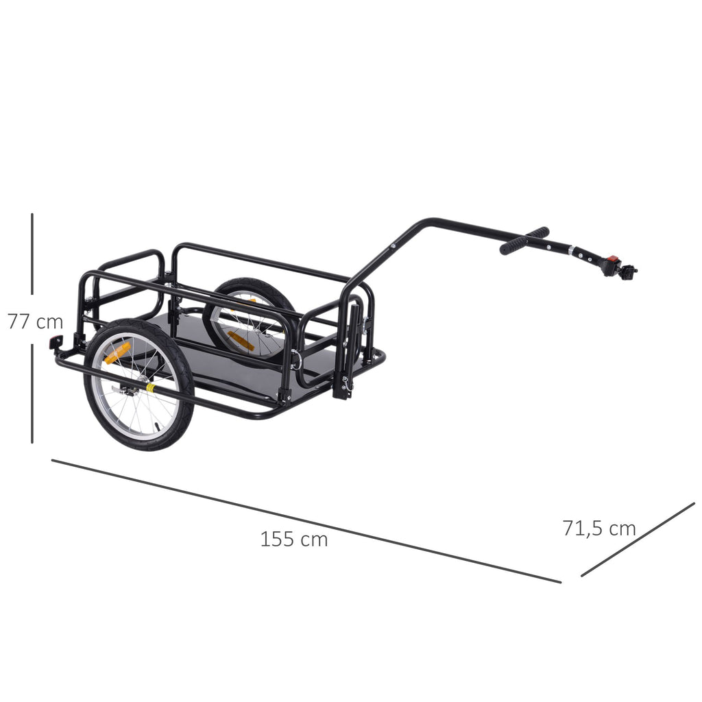 Fahrradanh?nger Klappbar Lastenanh?nger mit Kupplung, Kuppler & Reflektoren Transportwagen bis 40 kg belastbar, Transportanh?nger Anh?nger f¨¹r Camping, Einkaufen, Umzug 155 x 71,5 x 77 cm