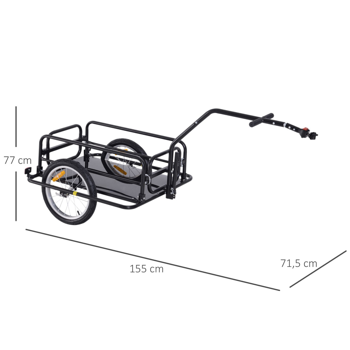 Fahrradanh?nger Klappbar Lastenanh?nger mit Kupplung, Kuppler & Reflektoren Transportwagen bis 40 kg belastbar, Transportanh?nger Anh?nger f¨¹r Camping, Einkaufen, Umzug 155 x 71,5 x 77 cm