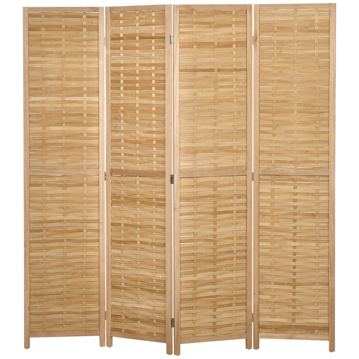 4-teiliger Raumteiler, 160 x 170 cm Faltbarer Sichtschutz aus Bambus f¨¹r Wohnzimmer, Schlafzimmer, Natur