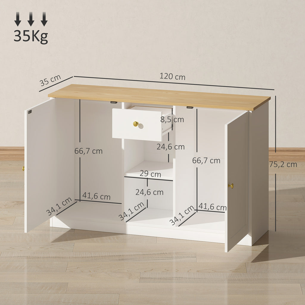 K¨¹chenkommode, Sideboard mit Schublade, Schr?nken, Regalen, Spanplatte, Wei?