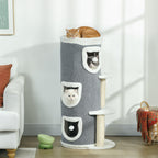Kratztonne 101 cm hoch für Katze bis 6 kg mit Höhle Spielball Grau