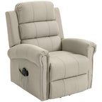 Massagesessel mit Aufstehhilfe, Relaxsessel, Vibrationsköpfe, mit Neigefunktion, Leinenoptik, Beige