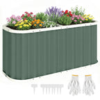 Hochbeet Metall 136 x 53 x 61 cm Tief Gartenbeet mit Schutzkanten Pflanzenetiketten Handschuhe Offenem Boden