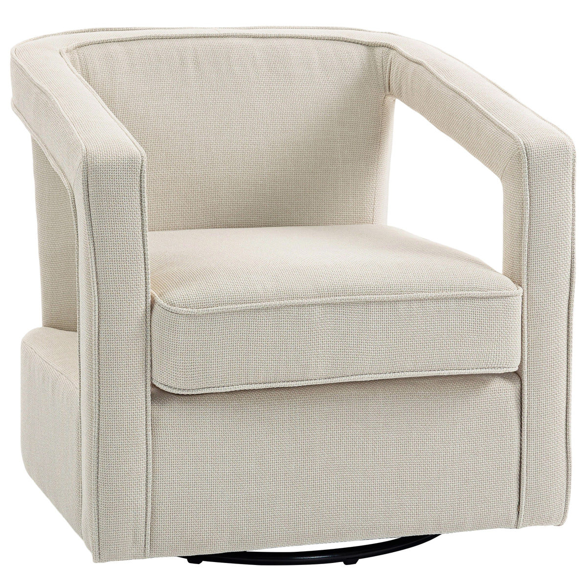 Sessel Wohnzimmer 360° drehbar Loungesessel Relaxsessel mit einteilig Rückenlehne und Armlehnen 77 x 75 x 72 cm Beige