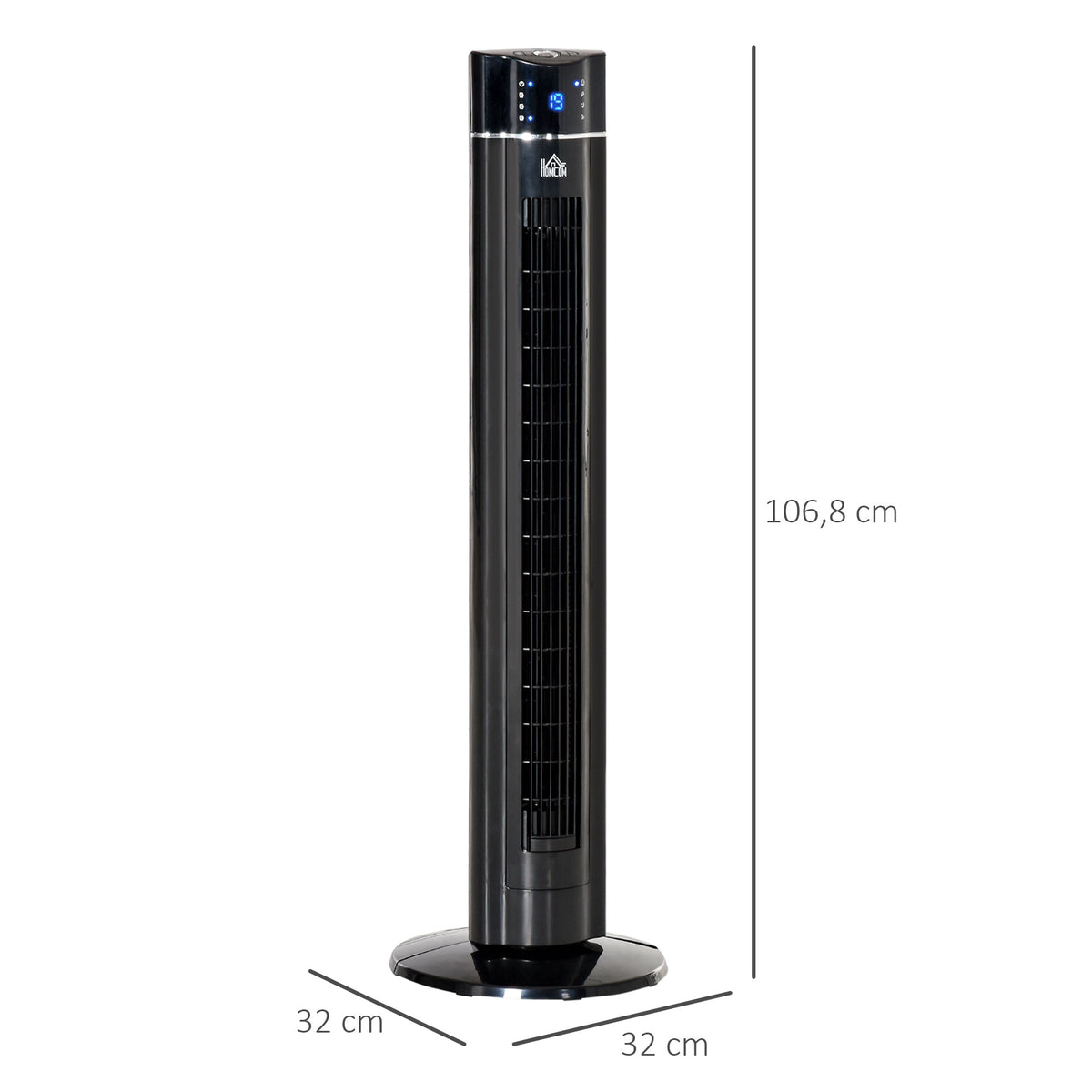 2in1-Turnmventilator Standventilator Ventilator, 32 cm x 32 cm x 106,8 cm, Schwarz
