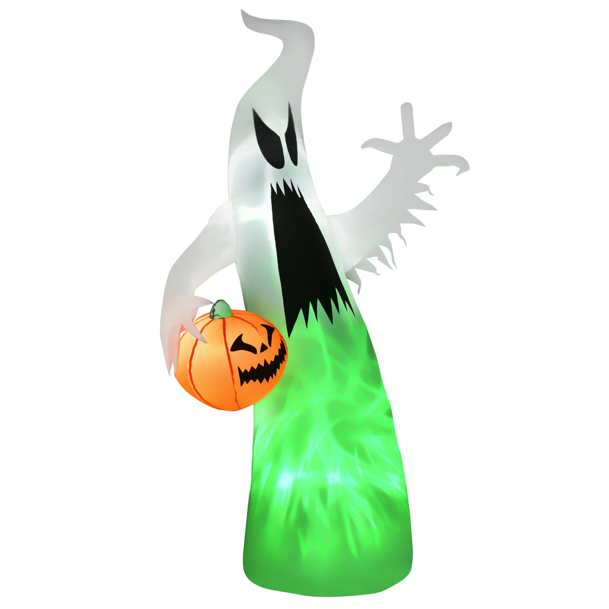 Selbst aufblasendes Spuk Gespenst Geist LED beleuchtet Halloween Dekoration Polyester Weiß 105 x 65 x 180 cm