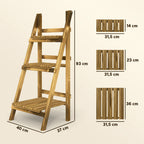 Wooden Folding Flower Pot Stand 3 Tier Garden Planter Display Ladder Gardener Storage Shelves Rack Herb Holder (40L x 37W x 93H cm)