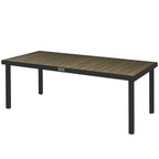 Aluminium Outdoor Garden Dining Table for 8 People, Faux Wood Top, for Garden, Patio, 190 x 90 x 74cm, Brown