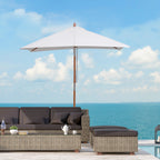2m Tilting Wooden Pole Parasol - Cream White