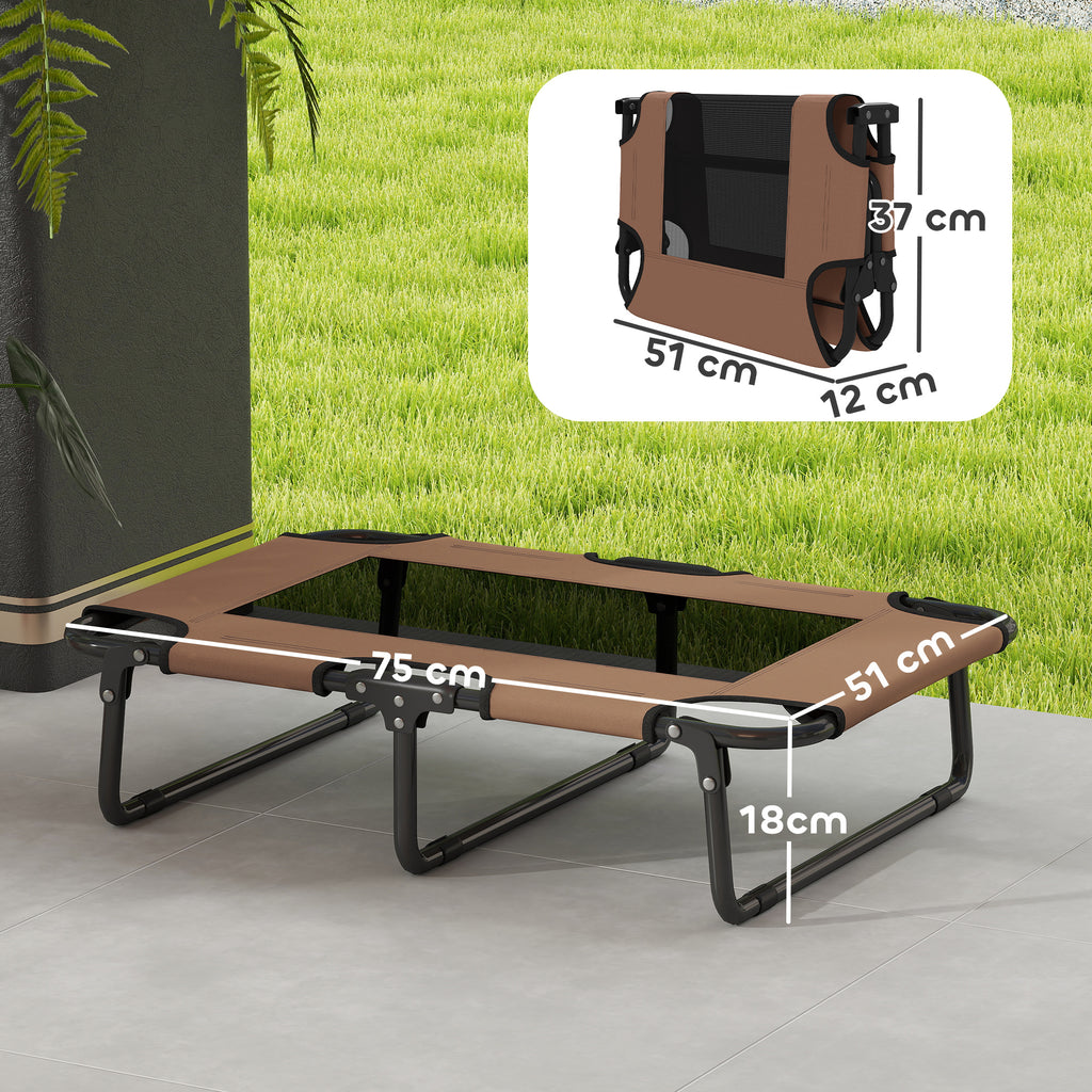 Erh?htes Hundebett klappbar Haustierbett, Outdoor Hundeliege mit Netzdesign Kaffee Oxford 75 x 51 x 18 cm