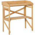 Pflanztisch mit Ablagefläche Blumentisch Gärtnertisch Garten Holz Hellbraun 80 x 40 x 84 cm