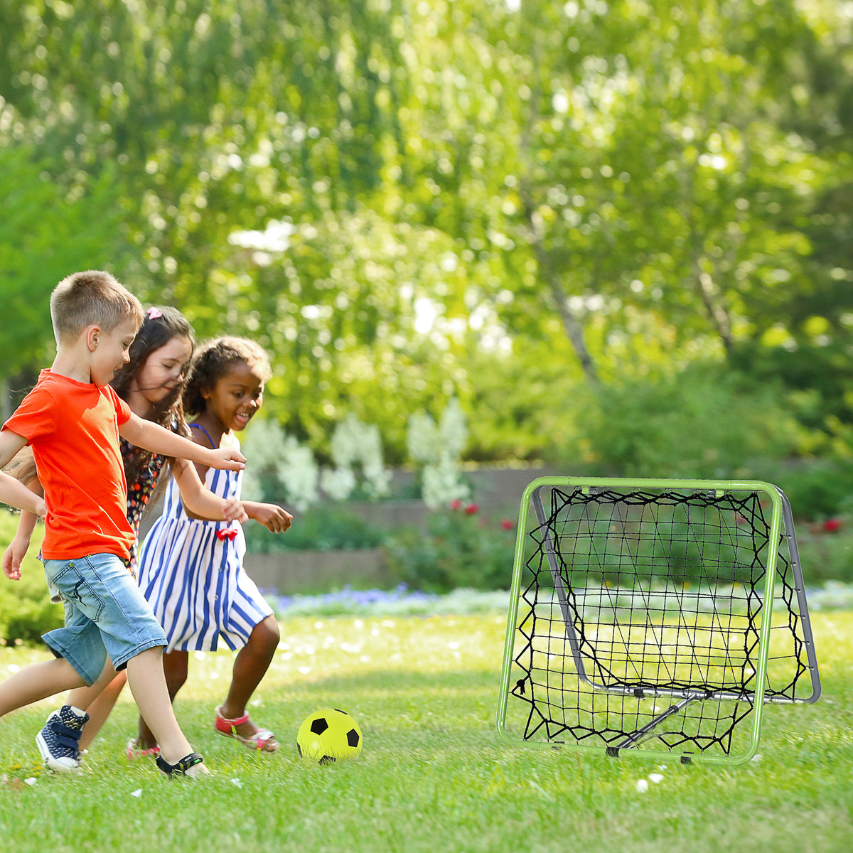  Football Training Net, Soccer Kickback Target Goal Both Side Rebounder Net, Adjustable Angle Goal Training Set for Kids and Children to Practice in Playground, Backyard