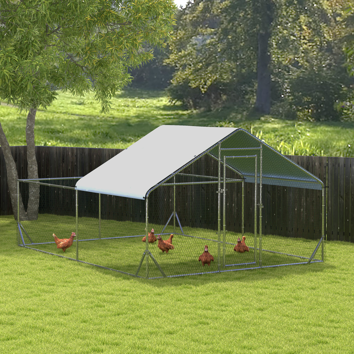 Walk-In Chicken Run, Hen House, with Roof, for Ducks, Chickens, Rabbits