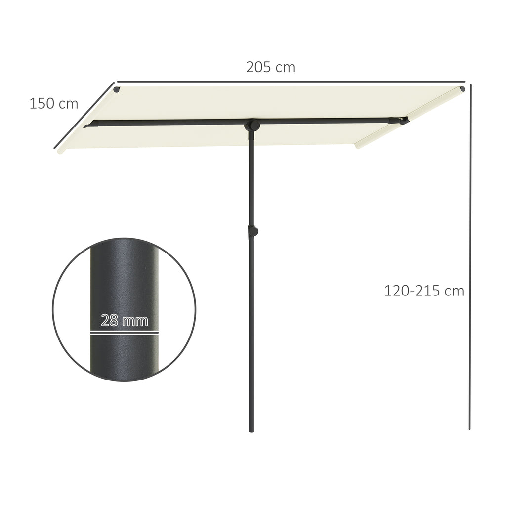 Sonnenschirm 180 Grad drehbar H?henverstellbar Gartenschirm mit Aluminium-Mast 150x205cm Beige