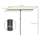 Sonnenschirm 180 Grad drehbar H?henverstellbar Gartenschirm mit Aluminium-Mast 150x205cm Beige