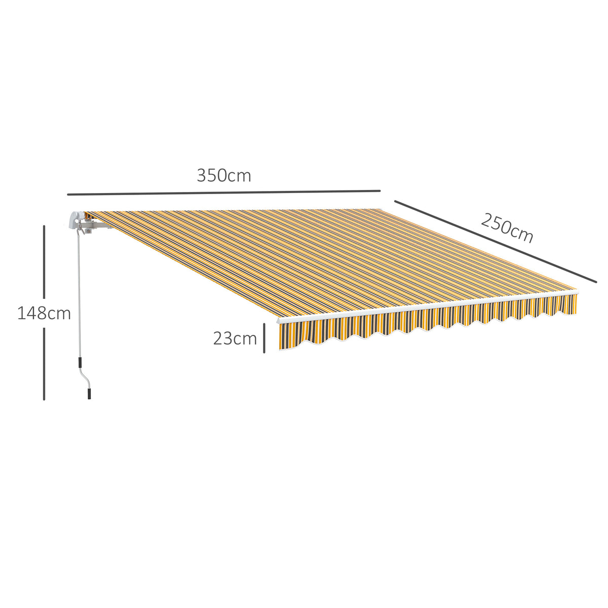 Markise Sonnenschutz Sonnendach, 3, 5 m x 2,5 m, Gelb + Grau