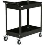 Werkstattwagen, 2 Etagen, Schubkarre, 4 Rollen, Stahl, bis 150 kg, 84,5 x 38 x 84 cm, Schwarz