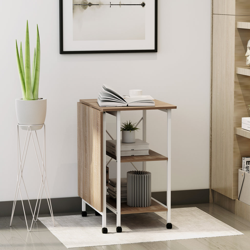 Klapptisch Schreibtisch Beistelltisch B¨¹rotisch Mobiler Computertisch mit Rollen MDF Natur 107 x 55 x 76 cm