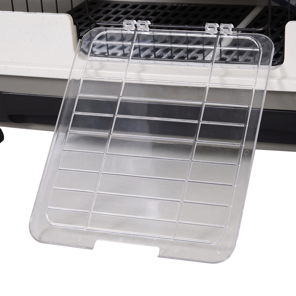 Four-Tier Small Animal Cage, for Bunnies, Ferrets, Chinchillas w/ Wheels, Tray - Black