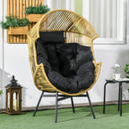 Rattansessel Outdoor-Sessel Gartensessel, PE-Rattan, 89 cm x 75 cm x 143 cm, Natur + Schwarz