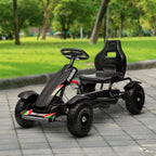 Metal Kids Pedal Go Kart with Adjustable Seat Inflatable Tyres Black
