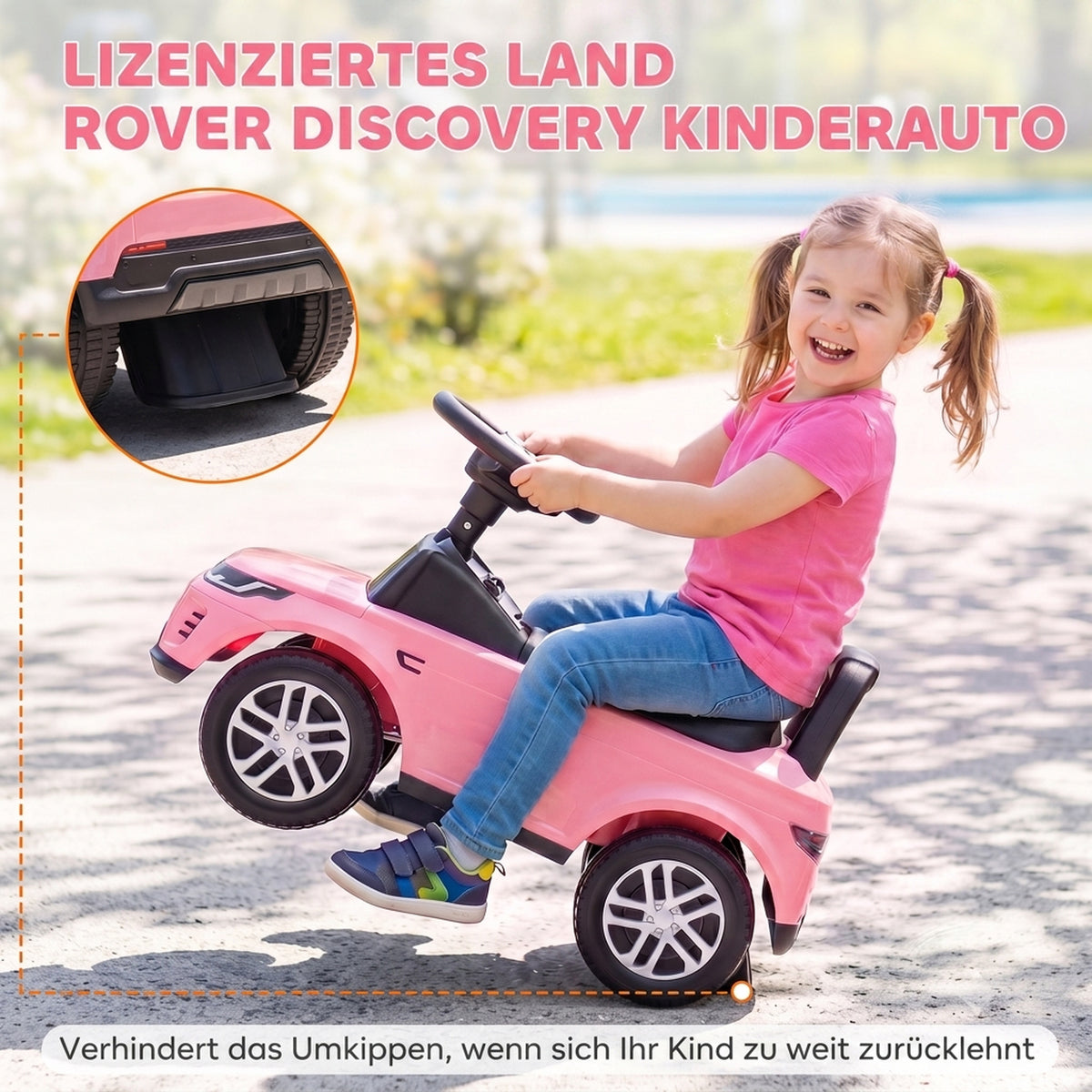 Land Rover Licensed Toddler Ride on Car with Horn, Engine Sounds, Under-Seat Storage, for 18-36 Months, Pink