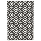 Outdoor Teppich robuster Wetterfest Outdoorteppich mit Tragtasche, faltbar Carpet Boho-Style 182 x 274 cm Schwarz+Wei?