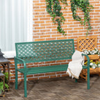 Gartenbank aus Metall, 2-Sitzer, wetterbeständig, 127 cm x 63 cm x 83 cm, Grün