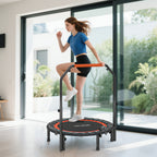 Mini-Trampolin, mit höhenverstellbarem Haltegriff, LCD-Monitor, Stahl, schwarz+rot, Ø102 x 99-123cm