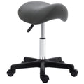 Saddle Stool, PU Leather Adjustable Rolling Salon Chair with Steel Frame for Massage, Spa, Beauty and Tattoo, Grey