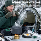 Camping Kochgeschirr Set Anti-Verbrühungsgriffen 8-teilig Grau