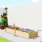 Hochbeet Holz, Pflanzbeet mit Trennwand Offenem Boden, Frühbeet Gartenbeet 235 x 66 x 26 cm Naturholz