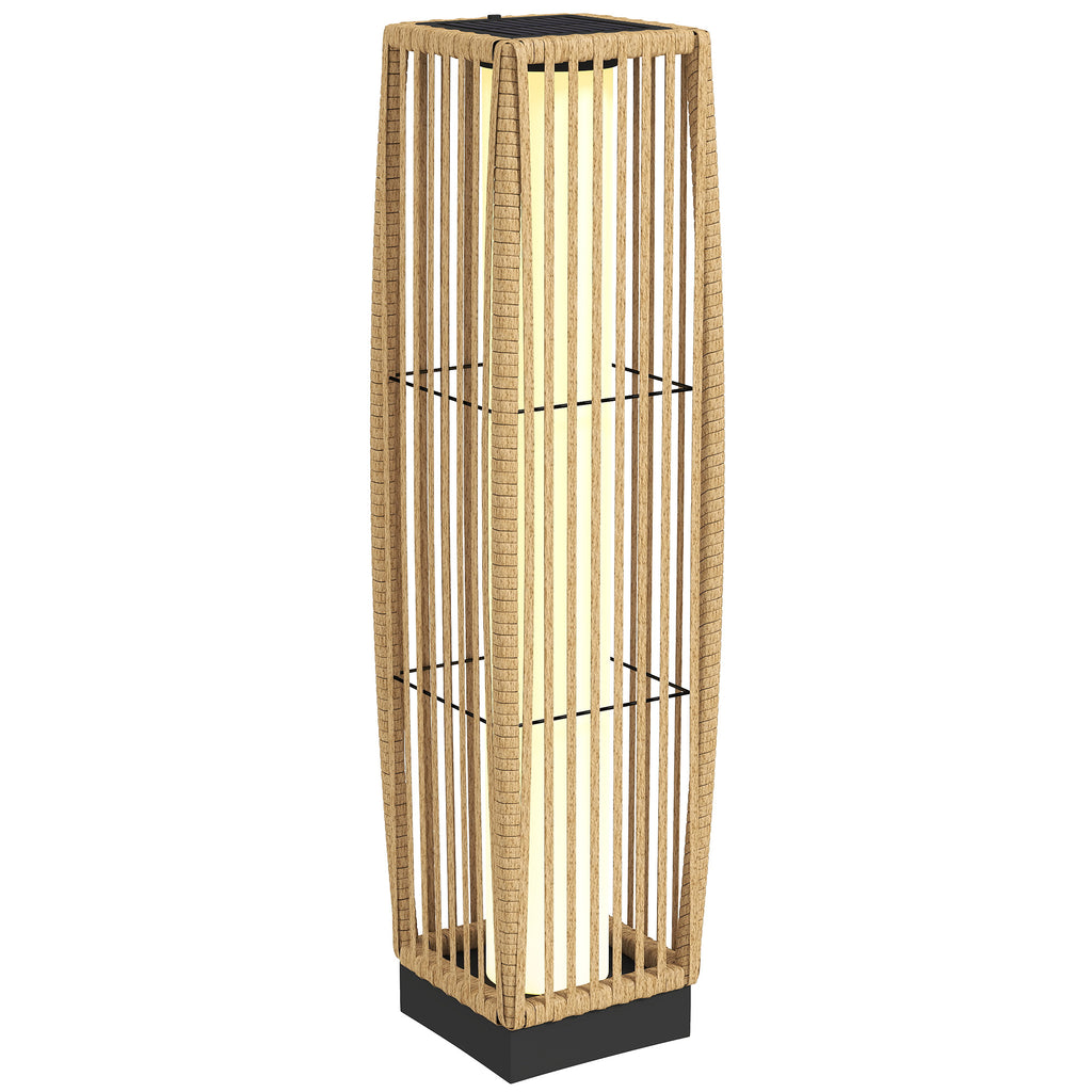 Solar Stehlampe Rattan Solarlampen mit Lichtsensor Automatische LED Solarleuchte im Boho-Stil IP44