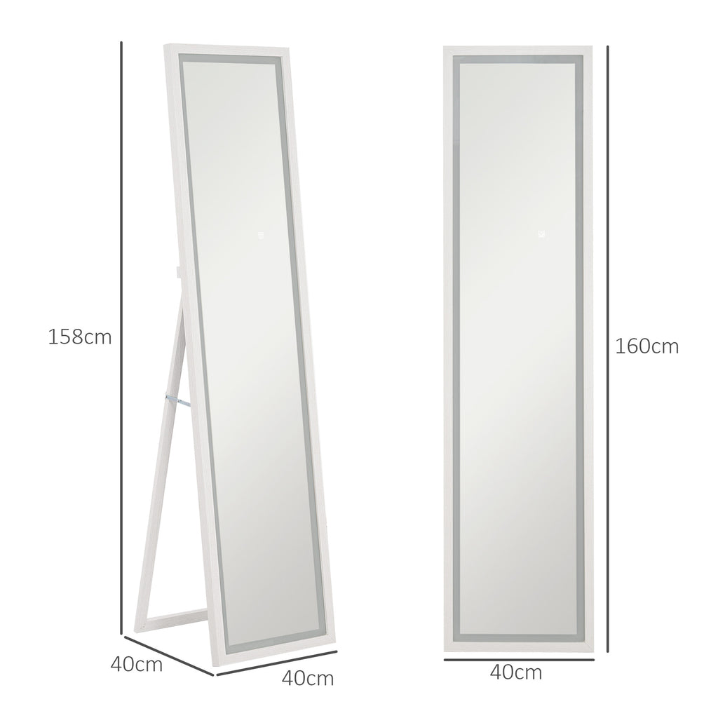 Ganzk?rperspiegel, 40x160 cm, LED-Beleuchtung, Touch-Steuerung, dimmbar, 3 Farben, Wei?