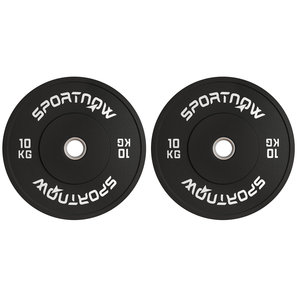 Hantelscheiben-Set, 2 x 10 kg, olympischer Standard, Gummi, geräuscharm, Schwarz