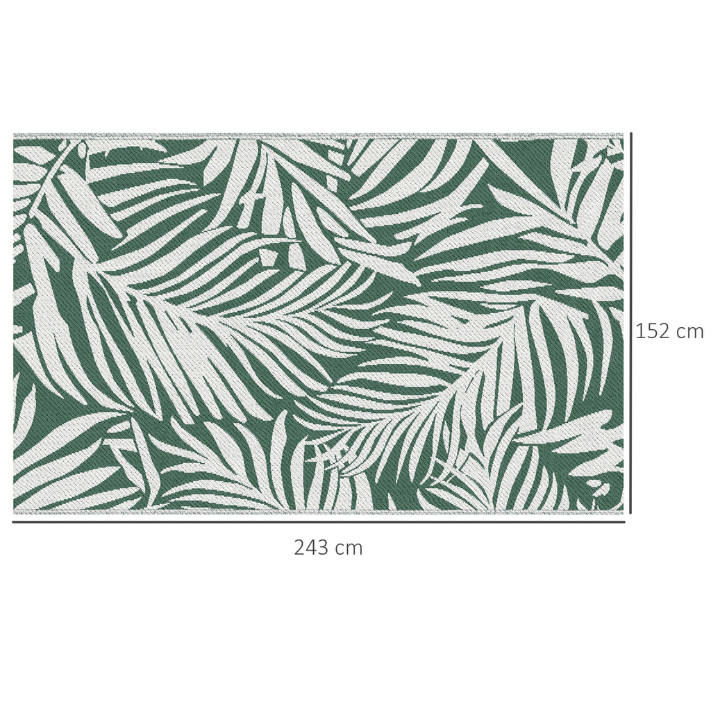 Outdoor Teppich Wendbares Wetterfest Outdoorteppich Carpet mit Blätter-Muster, 152 x 243 cm Dunkelgrün