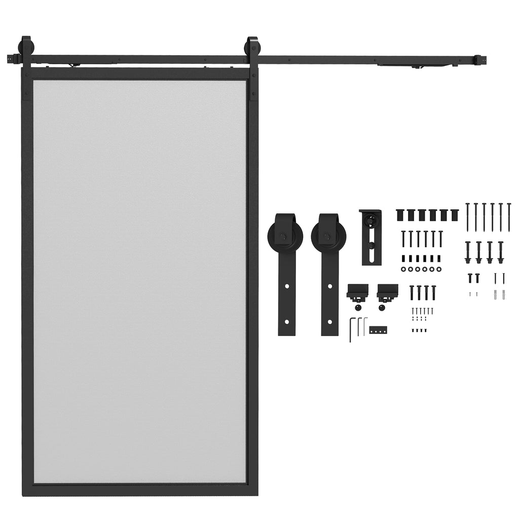 Schiebet¨¹r-Bausatz, leise & leichtg?ngig, f¨¹r Holz- & Zementw?nde, 244cm, Stahl, Schwarz