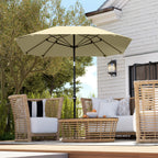 2,3 m Sonnenschirm ohne Basis, Verstellbarer Terrassenschirm mit Kurbel, Polyester, Aluminium, Fiberglas, Beige