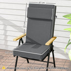 Sitzkissen 120 x 47 x 9,5 cm wasserabweisend Stuhlkissen mit B?ndern, Kopfst¨¹tze, UPF50+ Dunkelgrau