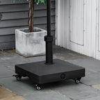 20kg Garden Parasol Base with Wheels Heavy Duty Sand or Water Filled Patio Umbrella Base for Outdoor Deck Beach Black